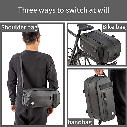 Bike Trunk Bag Bicycle 26L Storage Pannier Saddle Bag 3-in-1 Multifuction Rear Bike Cargo Rack Bags with Reflective Strips Waterproof Travel Accessories Expandable Luggage Trunk Bag For Cycling