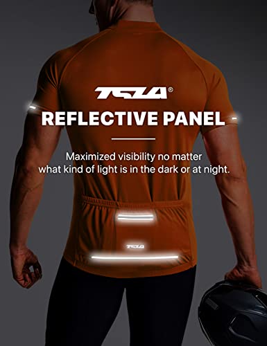 TSLA Men's Quick Dry Cycling Jersey - Orange