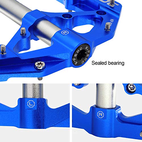 K PEDC Aluminum Alloy 9/16" Bike Pedal MTB Wide Platform Flat Non-Slip Bicycle Pedals with 3 Bearings for Mountain Bikes, Road, BMX