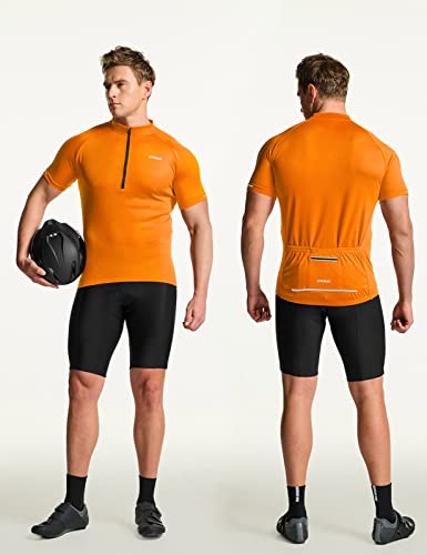 TSLA Men's Quick Dry Cycling Jersey - Orange
