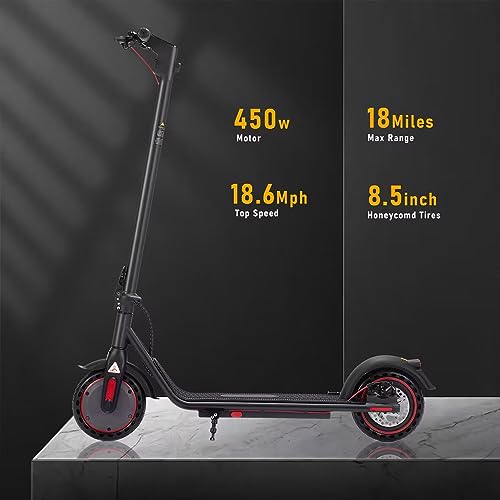 Foldable Electric Scooter: 450W Motor, 19Mph, 18/20 Miles