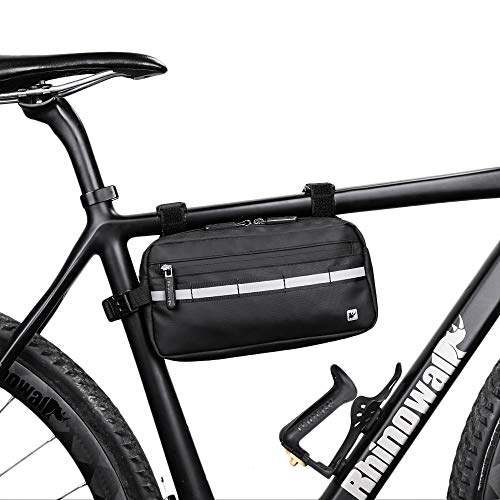 Bike Handlebar Bag Storage Pouch for Bicycle Front Bike Rack Bag for Mountain Bike, Road Bike With Reflective Strip 5 IN 1 Chest Shoulder Hand Waist Bag (Black)