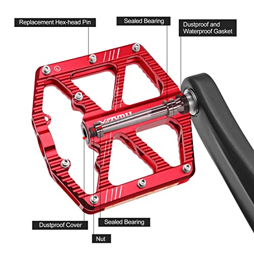 MZYRH Road/Mountain Bike Pedals,Bicycle Pedals with Reflectors,3 Bearings 9/16” Aluminum Alloy MTB Pedals Lightweight Platform for Road
