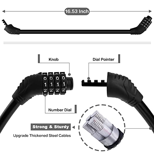 Heavy Duty Bike Cable Lock Set