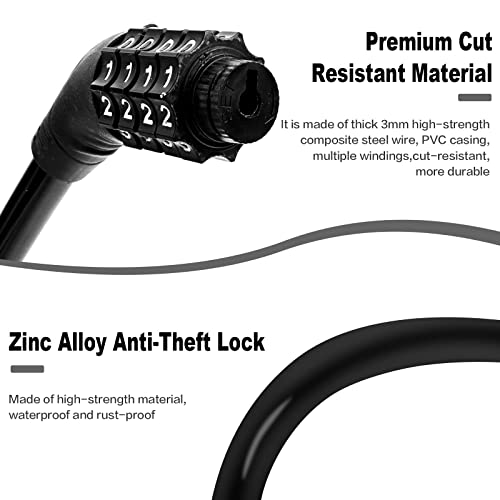Heavy Duty Bike Cable Lock Set