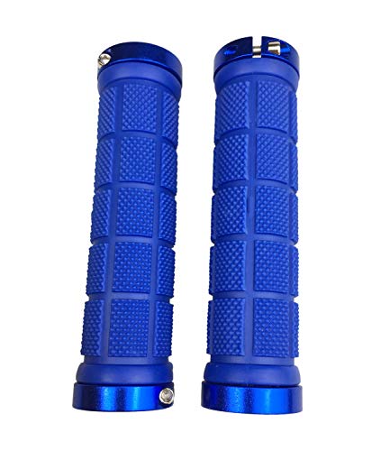 Platt Bike Handlebar Grips Rubber Comfortable Bicycle Handle Grip for MTB/BMX with Plastic End Caps,Blue