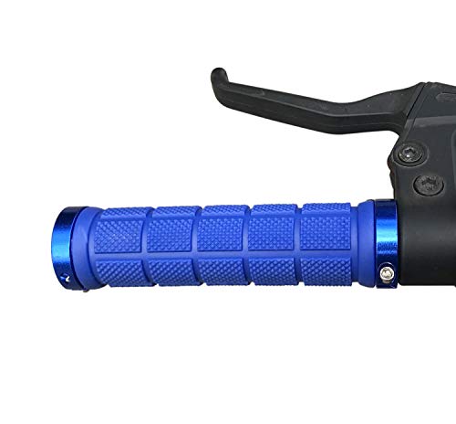 Platt Bike Handlebar Grips Rubber Comfortable Bicycle Handle Grip for MTB/BMX with Plastic End Caps,Blue