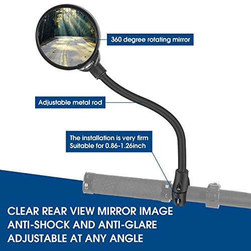 2023 New Bike Mirror,Adjustable Rotatable Bicycle Mirrors for Handlebars,Acrylic Convex Bicycle Mirror,Shockproof Safety Bike Mirrors Handlebar Rearview Mirror,Bicycle Mirrors for Electric Bike MTB…