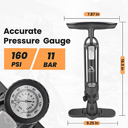 High Pressure Bike Tire Pump with Gauge