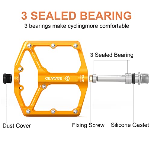 Gold CNC Bike Pedals with 3 Bearings