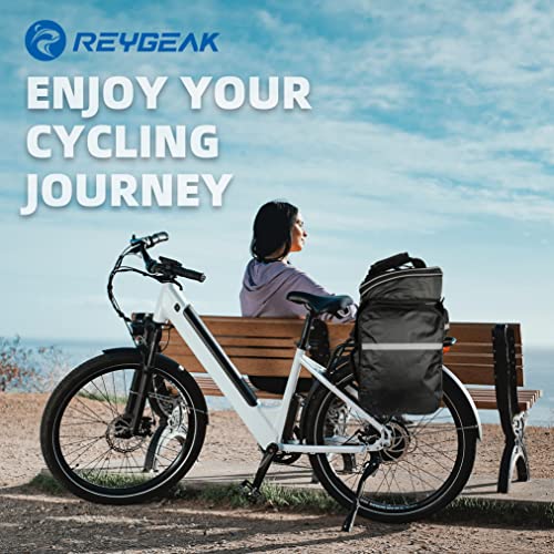 REYGEAK Bike Rack Bag, 25L Multi-functional Polyester Saddle Trunk Shoulder Panniers for Bicycle, Black Large Capacity Extensible Luggage for Adults, with Rainproof Cover