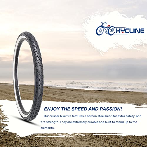 Hycline Bike Tire,26"x2.125"Folding Replacement Tire for Beach Cruiser Bicycle-White