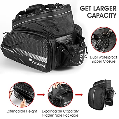 HONGYEA Bike Bags for Bicycles Rear Rack Waterproof | 45L Large Capacity Bike Panniers | Bike Trunk Bag with Extra Padded Foam Bottom | Bicycle Panniers with Rain Cover for Shopping Commuter Trip