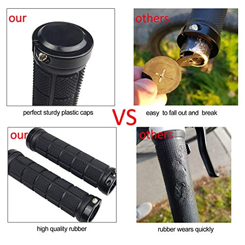 Platt Bike Handlebar Grips Rubber Comfortable Bicycle Handle Grip for MTB/BMX with Plastic End Caps,Blue