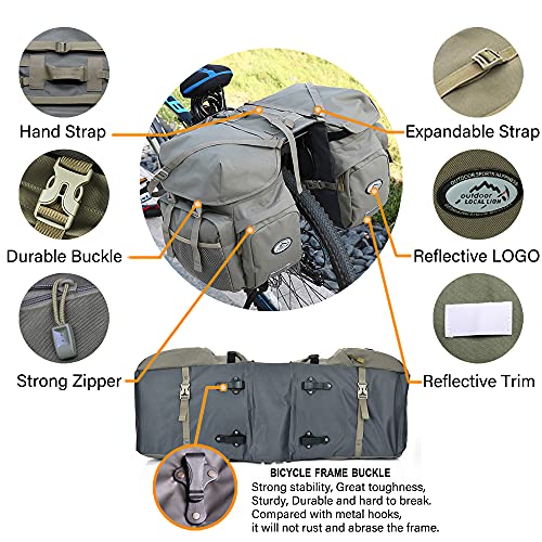 Reflective Waterproof Bike Panniers - 50L