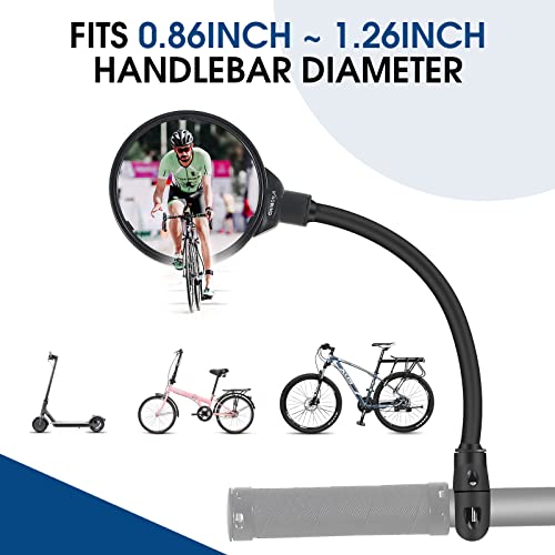 2023 New Bike Mirror,Adjustable Rotatable Bicycle Mirrors for Handlebars,Acrylic Convex Bicycle Mirror,Shockproof Safety Bike Mirrors Handlebar Rearview Mirror,Bicycle Mirrors for Electric Bike MTB…