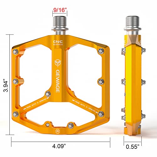 Gold CNC Bike Pedals with 3 Bearings