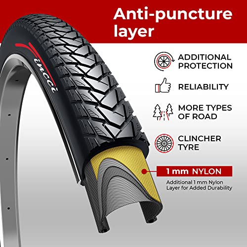 Fincci Pair 700x35c Tire 37-622 Foldable 60 TPI City Commuter Tires with Nylon Protection for Cycle Road Mountain MTB Hybrid Touring Electric Bike Bicycle - Pack of 2X 700 x 35c Tires