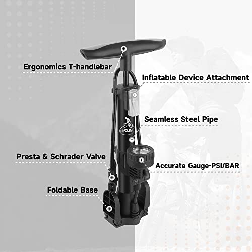 High Pressure Bike Tire Pump with Gauge