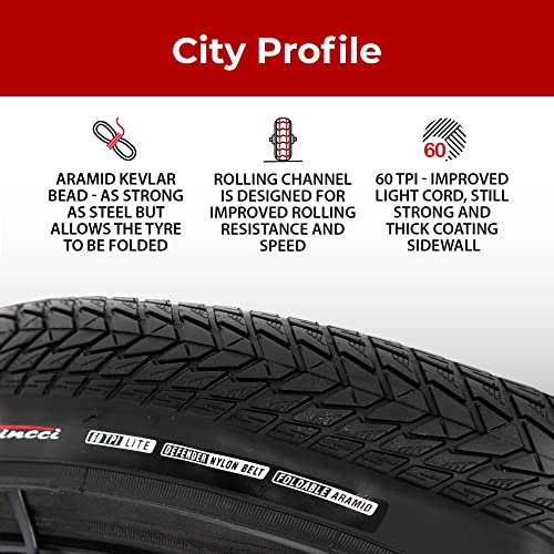 Fincci Pair 700x35c Tire 37-622 Foldable 60 TPI City Commuter Tires with Nylon Protection for Cycle Road Mountain MTB Hybrid Touring Electric Bike Bicycle - Pack of 2X 700 x 35c Tires