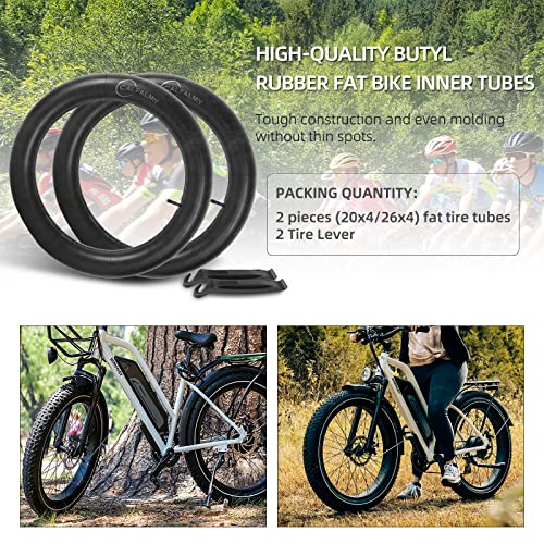 (2-Pack) CALPALMY 26x4.0 Inner Tubes for Fat Tire Bicycles - 26" Fat Tire Tubes for Mountain Bikes and E-Bikes with 32mm Schrader Valve - Includes 2 Tire Lever
