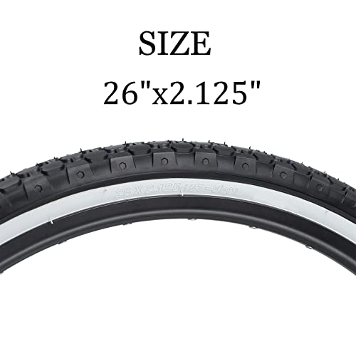 Hycline Bike Tire,26"x2.125"Folding Replacement Tire for Beach Cruiser Bicycle-White