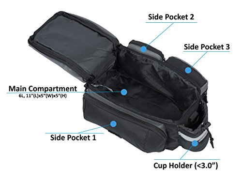 Roswheel Rear Rack Pannier with Cup Holder