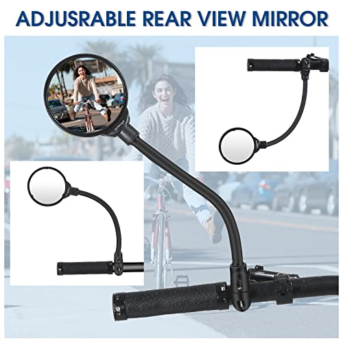 2023 New Bike Mirror,Adjustable Rotatable Bicycle Mirrors for Handlebars,Acrylic Convex Bicycle Mirror,Shockproof Safety Bike Mirrors Handlebar Rearview Mirror,Bicycle Mirrors for Electric Bike MTB…