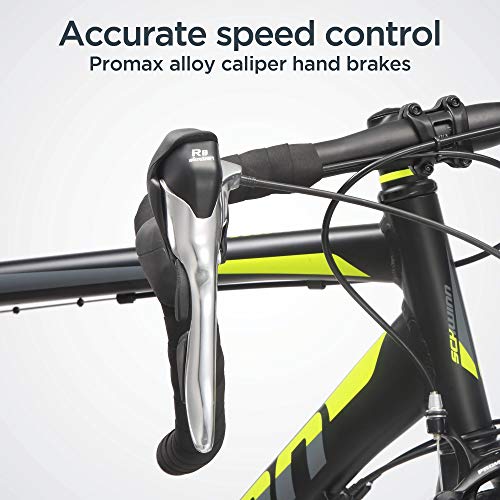 Schwinn Phocus 1600 Drop Bar Adult Road Bicycle, 53cm/Large Alluminum Step-Over Frame, Carbon Fiber Fork, 16-Speed Drivetrain, 700c Wheels, Black