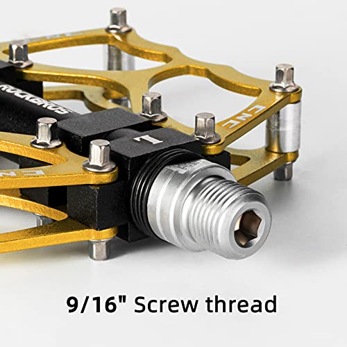 ROCKBROS Mountain Bike Pedals Non-Slip MTB Pedals Durable Lightweight Aluminum Alloy Bicycle Pedals for Mountain Bikes Commuter Bike Leisure Bikes 9/16"