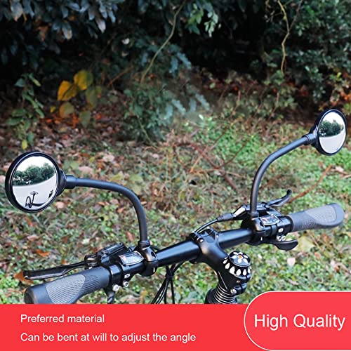 Bike Mirror, Bicycle Rear View Handlebar Mirrors Wide Angle Acrylic Convex Safety Adjustable Rotatable Scratch Resistant Shockproof Aluminum Tube Bike Mirrors for Mountain/Kids/Ebike Bikes （1 piece）