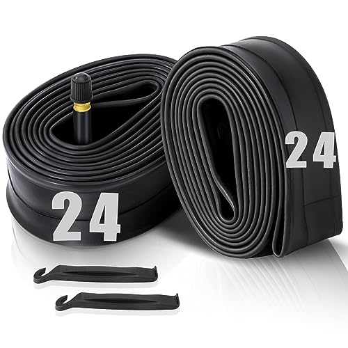 2-Pack Bike Inner Tube for 24 X 1.75/1.95/2.10/2.125", Premium 24x1.95 Bicycle Tube with 32 mm Schrader Valve 2PCS Levers, 24x2.125 Tube Compatible with Road/MTB/Kids Bike by Hydencamm (2 of One Size)