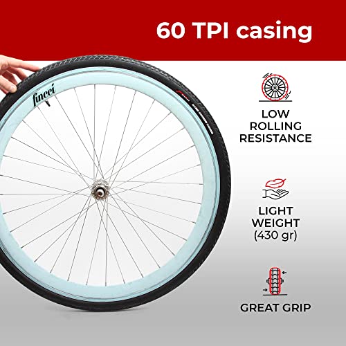 Fincci Pair 700x35c Tire 37-622 Foldable 60 TPI City Commuter Tires with Nylon Protection for Cycle Road Mountain MTB Hybrid Touring Electric Bike Bicycle - Pack of 2X 700 x 35c Tires