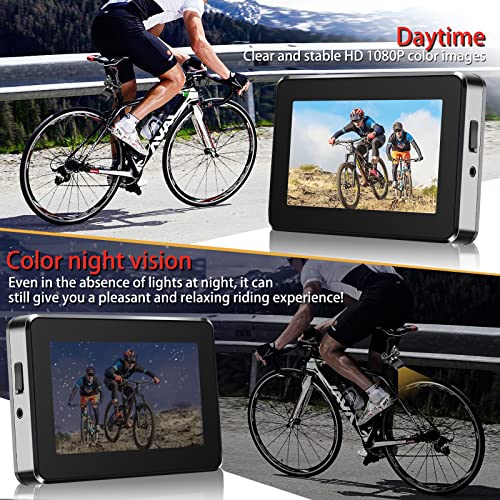 PTAVLO Bike Camera Bicycle Mirror - Mountain Bike Rear View Cameras HD 1080P Color Night Vision with 4.3 Inch Monitor