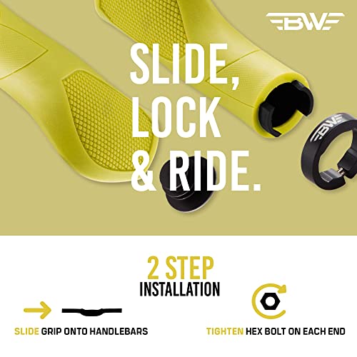 BW USA Ergo-Lock 2.0 Grips – Dual Lock-On MTB Bike Handlebar Grips - Blue