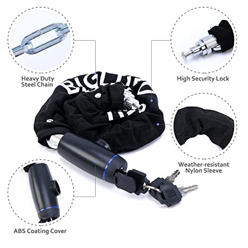 Heavy-duty bike chain lock with 3 keys