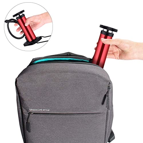 Bike Pump, Mini Bicycle Pump Portable Bike Floor Pump with Presta and Schrader Valves Aluminum Alloy Floor Bicycle Air Pump Compact Mini Bike Tire Pump, Extra Valve and Gas Needle for All Bike -Red