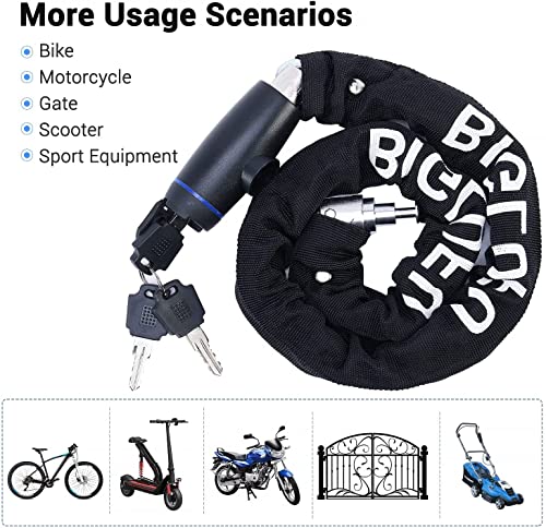 Heavy-duty bike chain lock with 3 keys