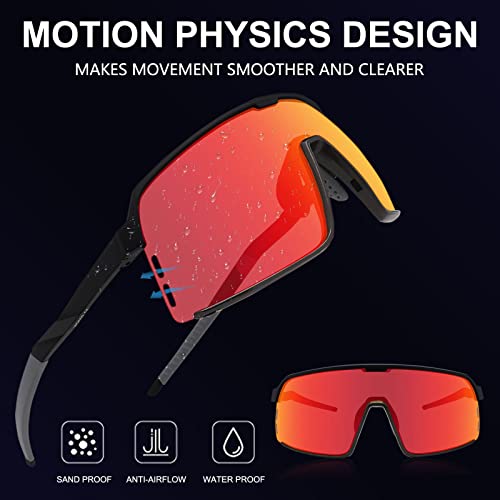 OULAIQI Sports Cycling Sunglasses with Interchangeable Lens