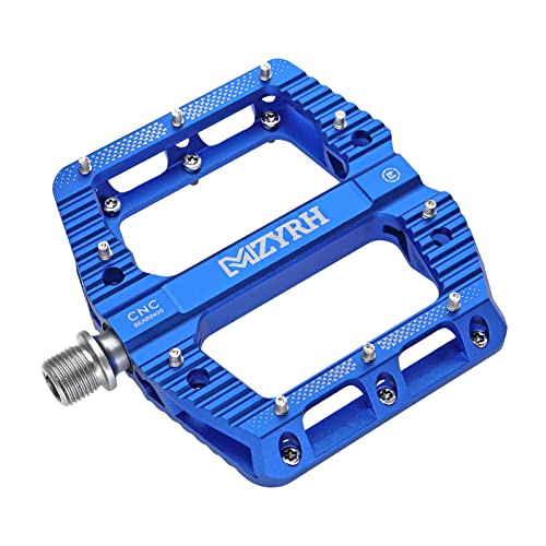 MZYRH Road/Mountain Bike Pedals MTB Pedals Bicycle Flat Pedals 3 Bearings 9/16” Aluminum Alloy Bicycle Platform Pedals for BMX MTB (Blue)
