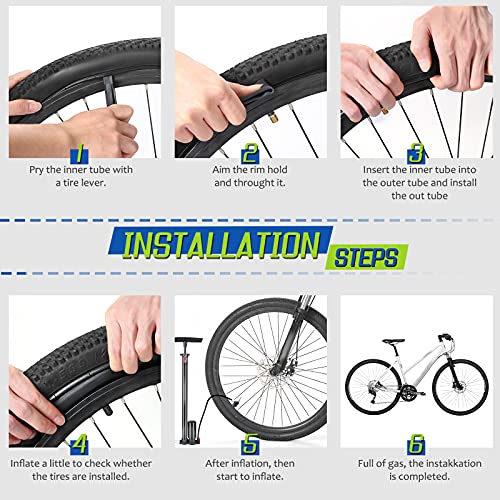 2-Pack Bike Inner Tube for 24 X 1.75/1.95/2.10/2.125", Premium 24x1.95 Bicycle Tube with 32 mm Schrader Valve 2PCS Levers, 24x2.125 Tube Compatible with Road/MTB/Kids Bike by Hydencamm (2 of One Size)
