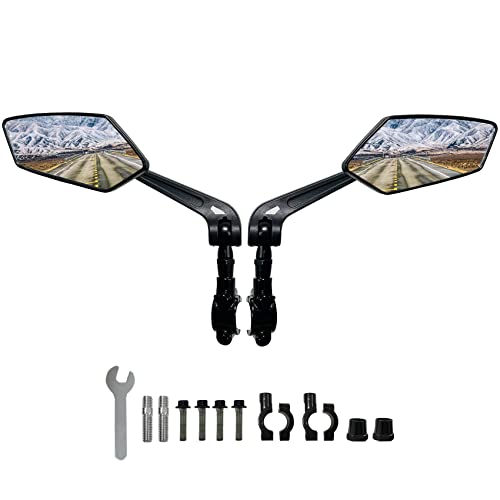 Bike Mirror, HD Blast-Resistant, Ajustable And Rotatable Safe Rearview Bicycle Mirror for Left or Right Side, Rearview Bike Mirrors, Bicycle Mirror for Handlebar (Black)