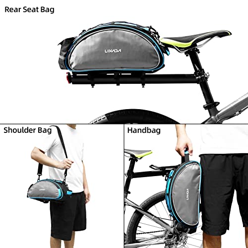 Lixada Bicycle Rack Bag 13L Waterproof Cycling Bike Rear Seat Cargo Bag MTB Road Bike Rack Carrier Trunk Bag Pannier Bag