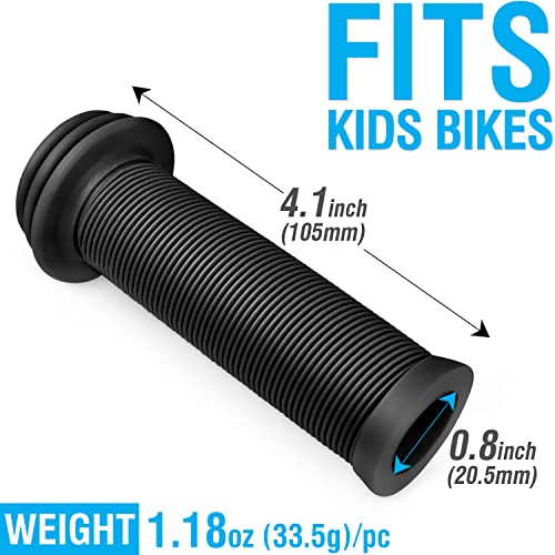 Marque Mini Kids Bike Handlebar Grips - Bicycle Grips with Oversize Bar Ends for Extra Bump Protection for Scooter, Balance Bike Replacement Grips, Mushroom Pattern for Comfortable Grip (Black)