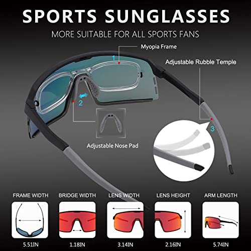 OULAIQI Sports Cycling Sunglasses with Interchangeable Lens