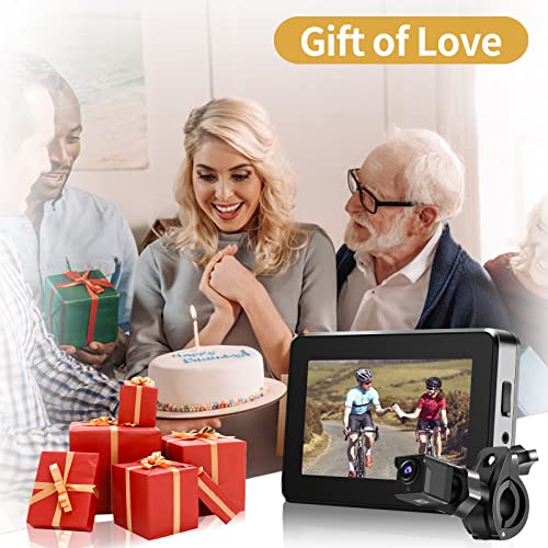 PTAVLO Bike Camera Bicycle Mirror - Mountain Bike Rear View Cameras HD 1080P Color Night Vision with 4.3 Inch Monitor