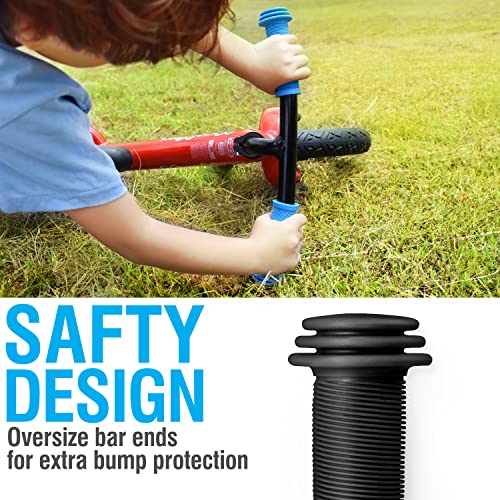 Marque Mini Kids Bike Handlebar Grips - Bicycle Grips with Oversize Bar Ends for Extra Bump Protection for Scooter, Balance Bike Replacement Grips, Mushroom Pattern for Comfortable Grip (Black)