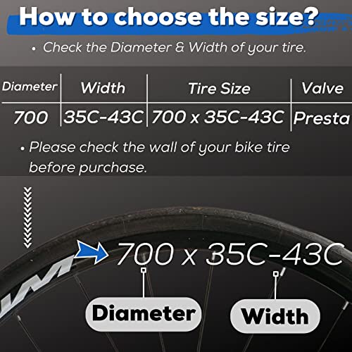 Corki Cycles Road Bike Inner Tubes 700 x 35C-43C Presta Valve 48mm 2 Pack