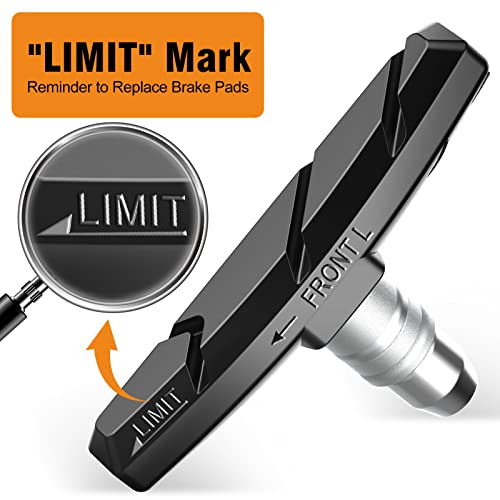 Alritz Bike Brake Pads Set, 4 Pairs Road Mountain Bicycle V-Brake Blocks Shoes with Hex Nut and Shims, No Noise No Skid, 70mm (Black)