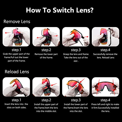 OULAIQI Sports Cycling Sunglasses with Interchangeable Lens